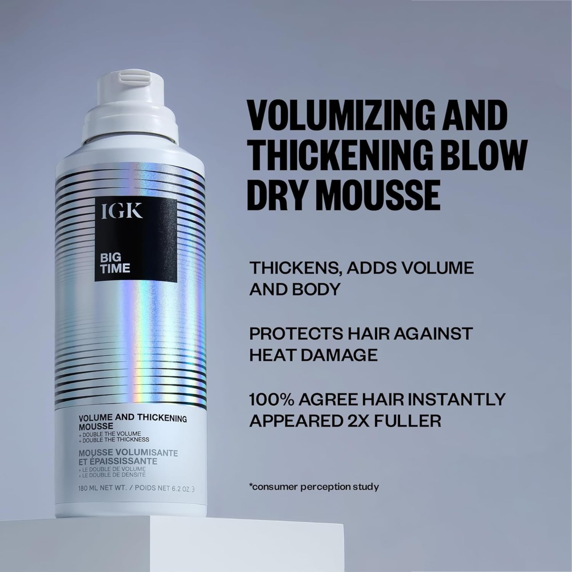 Close up of the 6.2 ounce premium packaging showcasing the international haircare product description