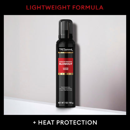 Side view of TRESemmÃ© Keratin Smooth hair mousse packaging