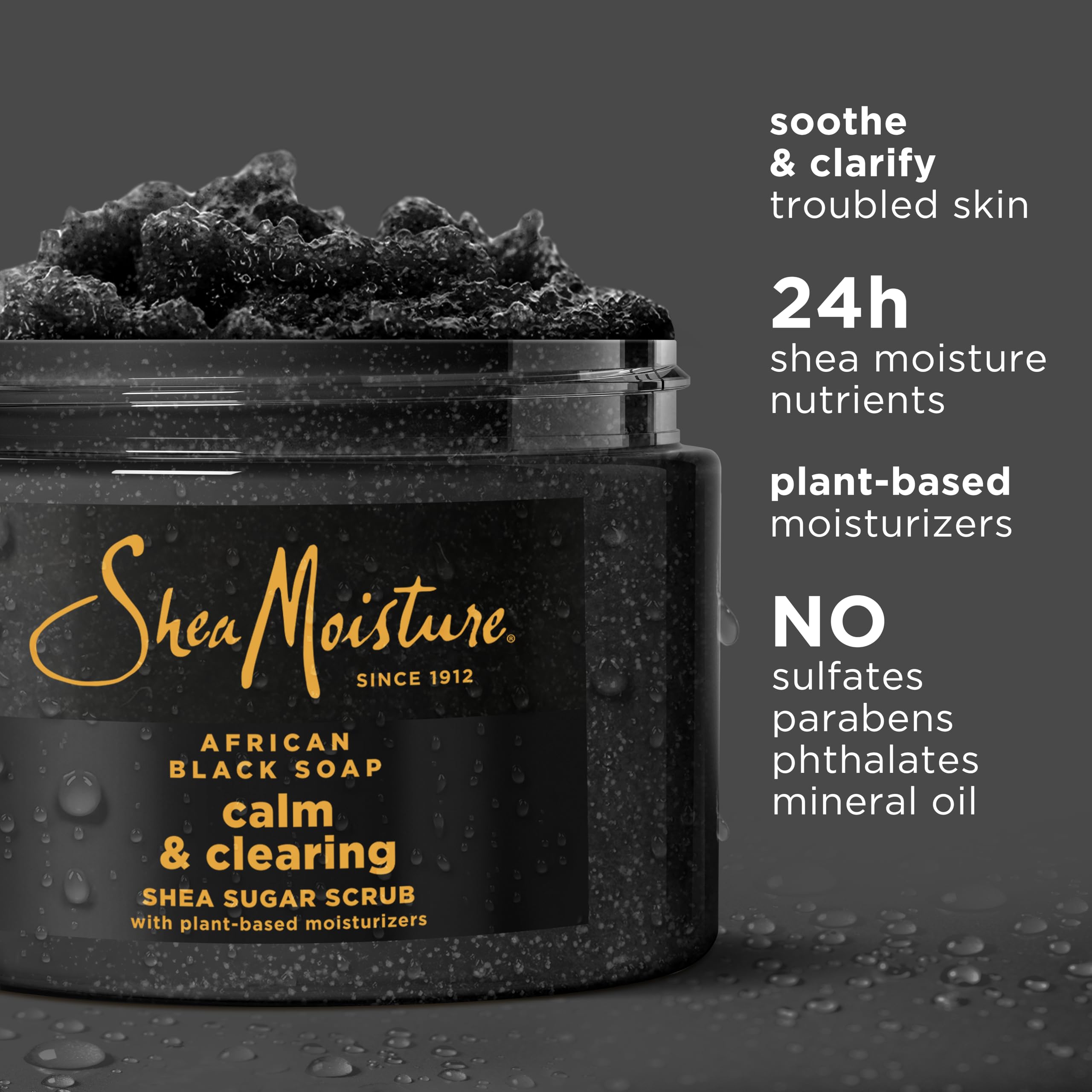 Texture shot of SheaMoisture exfoliating sugar scrub for dry troubled skin