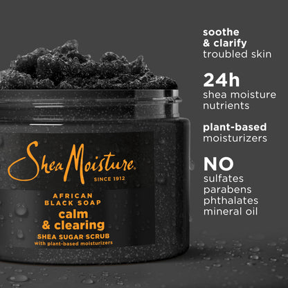 Texture shot of SheaMoisture exfoliating sugar scrub for dry troubled skin