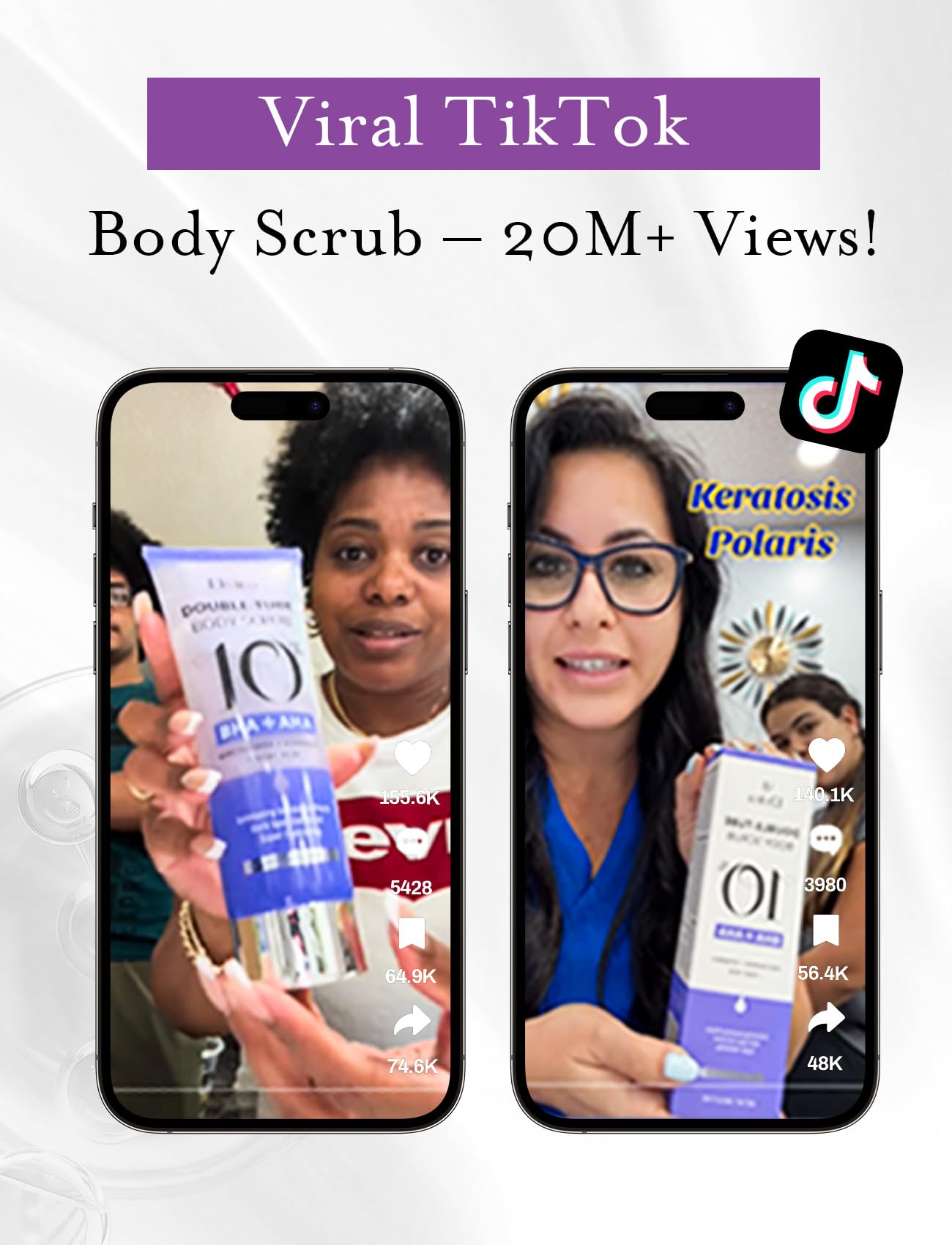 Elvira Keratosis Pilaris scrub showing the ten percent AHA BHA texture and formulation.