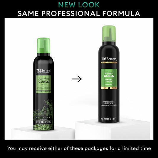 Six pack alignment of TRESemmÃ© curly hair styling mousse containers