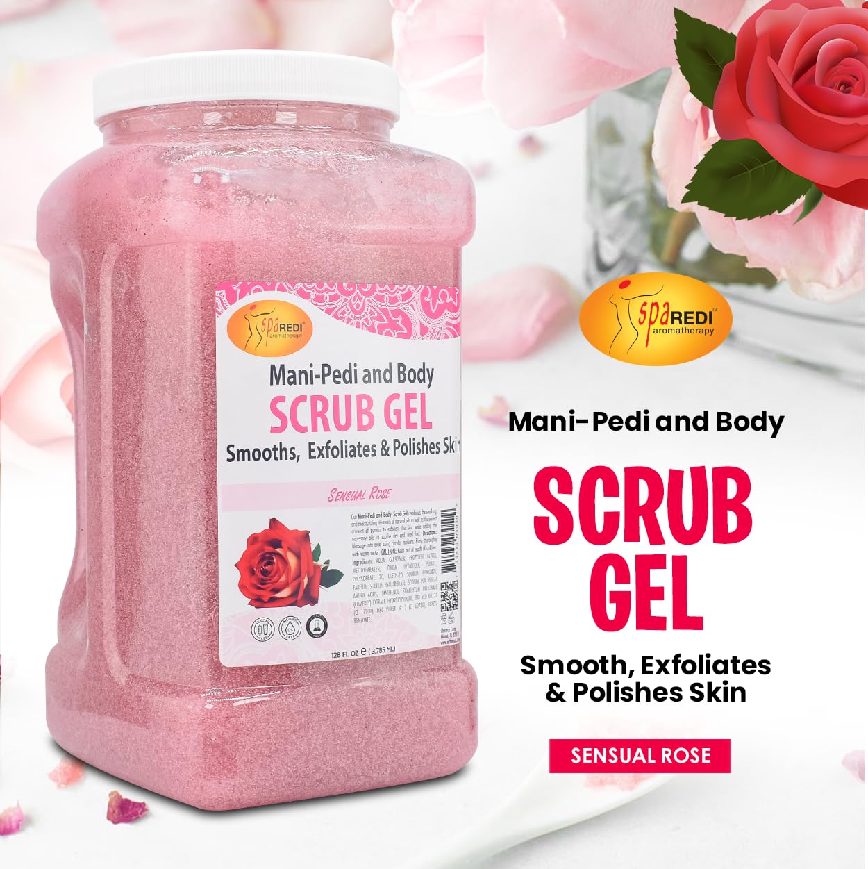 SPA REDI professional foot scrub gel dual action salon treatment gallon jar