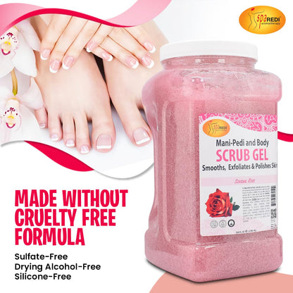 SPA REDI one gallon bulk size rose scent exfoliating foot treatment
