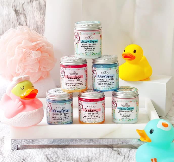 Cruelty free mango and coconut scented body exfoliator jar