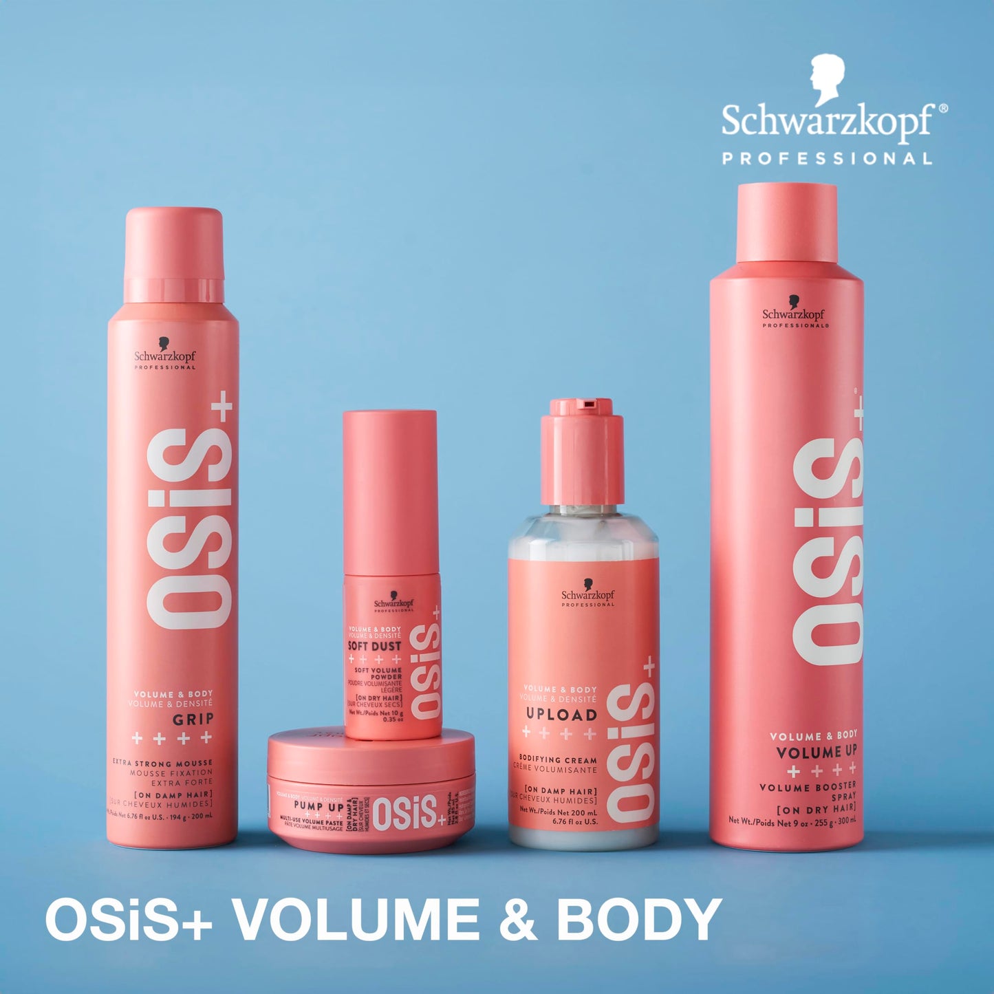 Side profile of imported OSiS Grip styling foam showing product specifications.