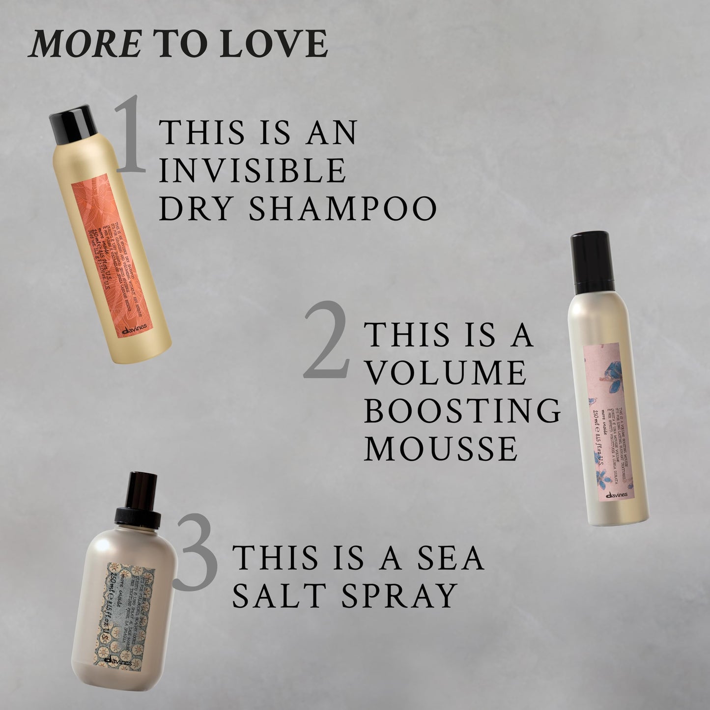 Davines More Inside volume boosting mousse container for all hair types.