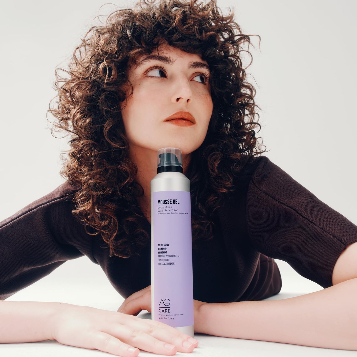 AG Care styling mousse gel canister angled view showcasing professional hair product design
