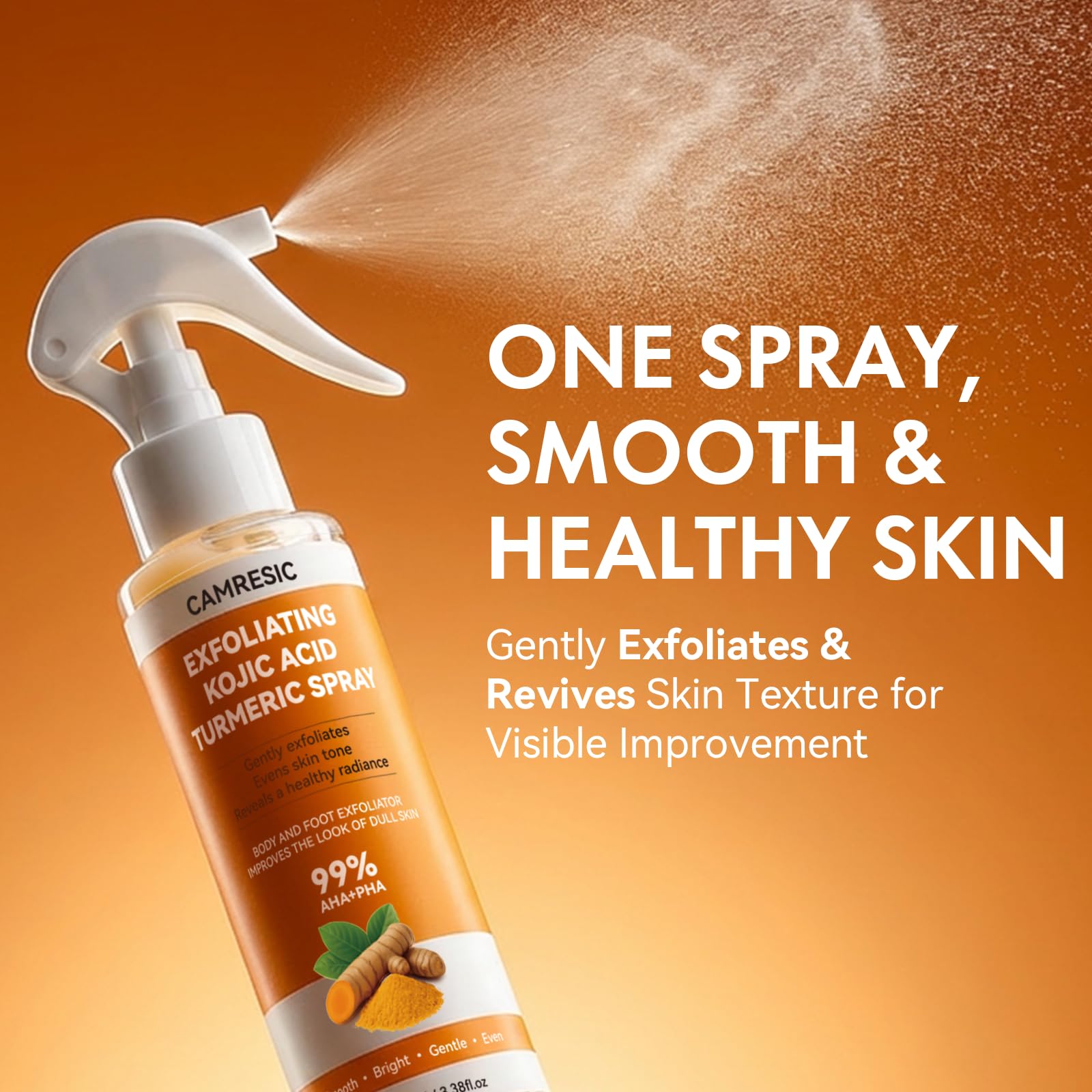 Eelhoe brightening body peeling solution showing spray nozzle and liquid texture