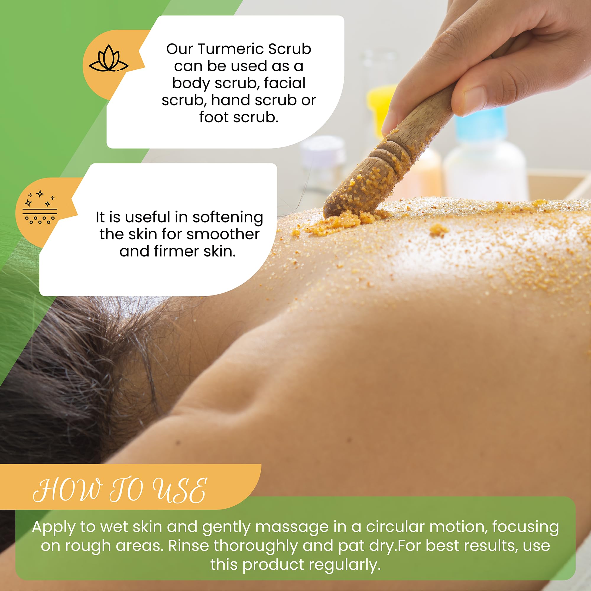AMVital natural skincare scrub being applied gently to wet skin for exfoliation.
