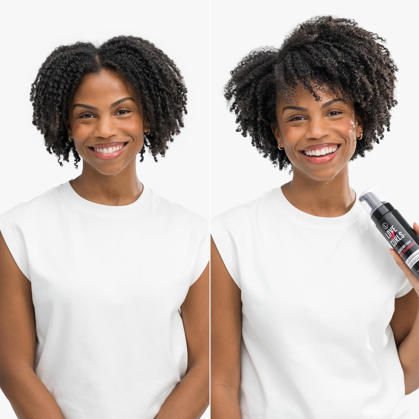 Side profile of Love Ur Curls foam bottle