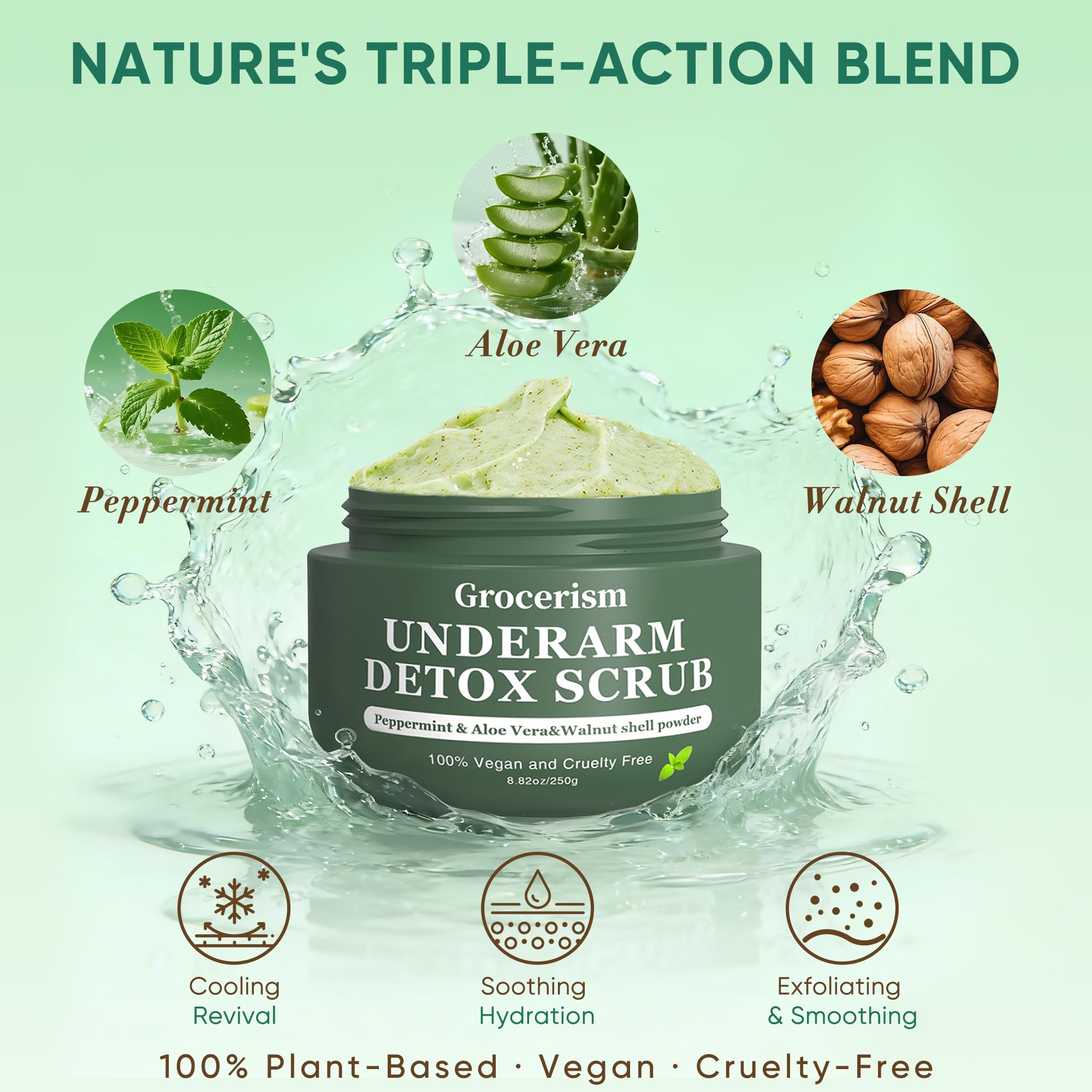 Texture shot of Grocerism vegan body scrub with cooling menthol