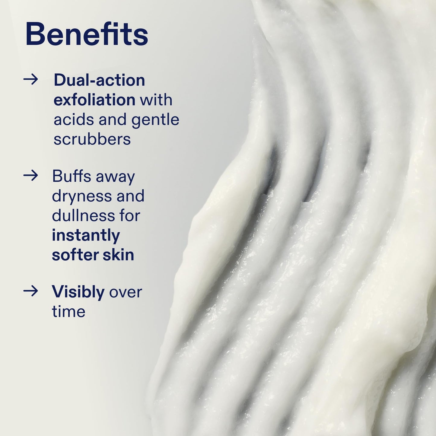 Application of Skinfix Resurface body scrub on dry skin before showering