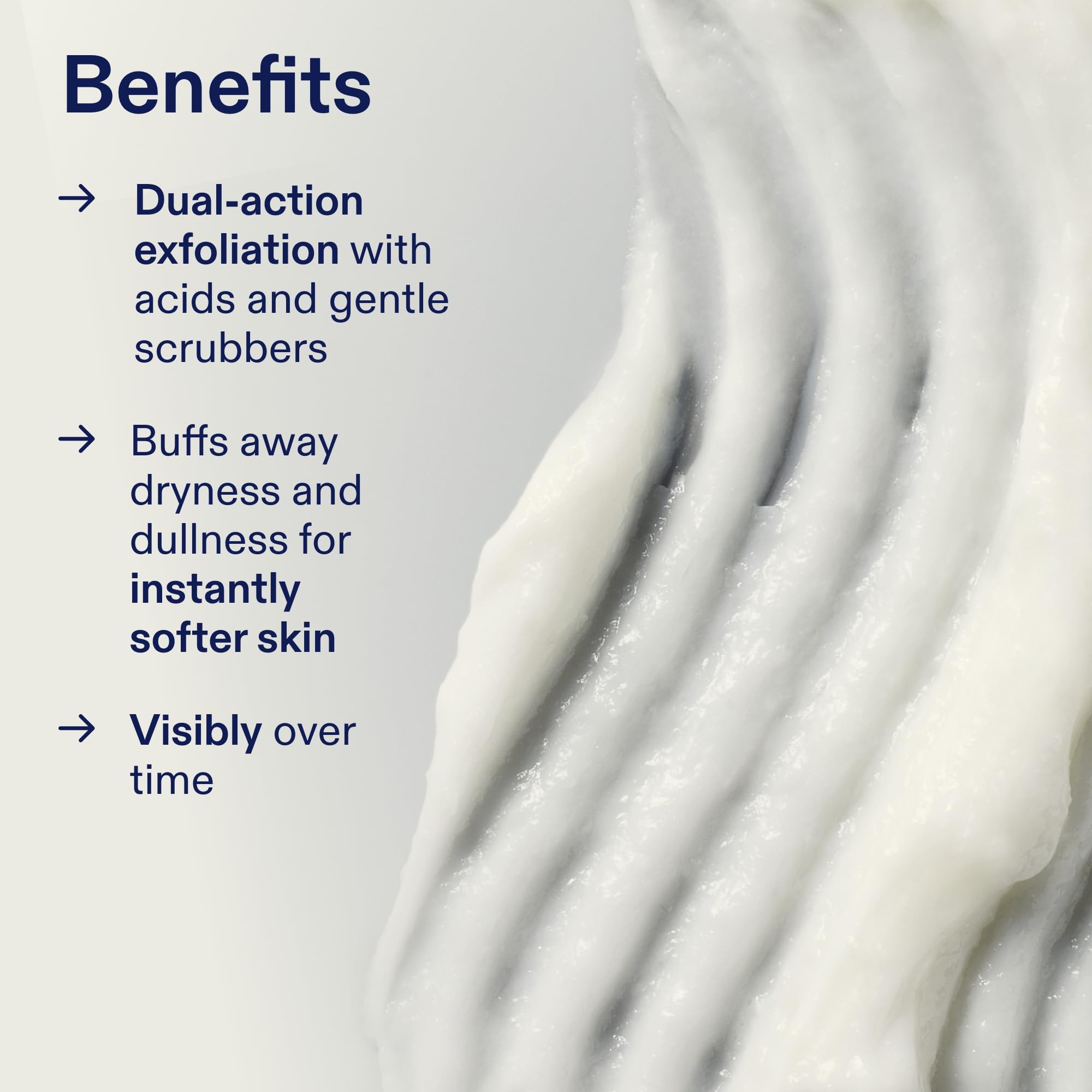 Application of Skinfix Resurface body scrub on dry skin before showering