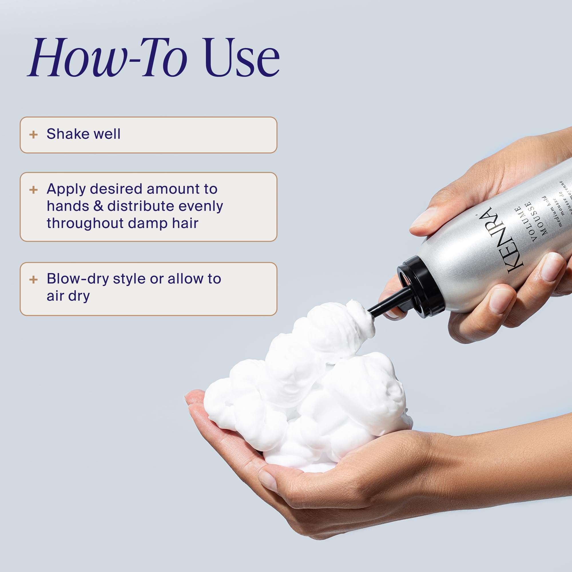 Kenra Professional thermal protection hair mousse bottle displayed on a clean styling vanity