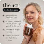 The Act coffee body scrub ingredient highlight display