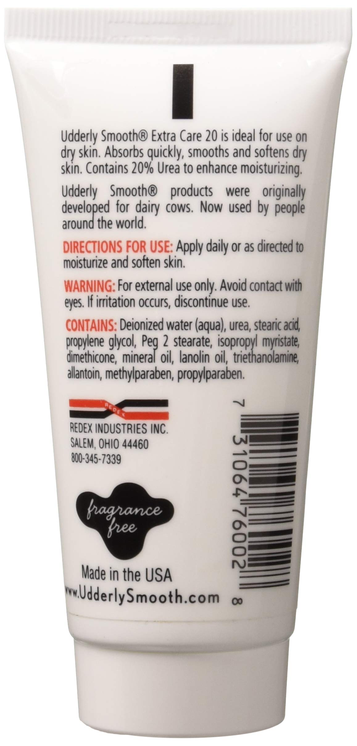 Two tubes of authentic Udderly Smooth unscented intensive hand and body cream for dry skin.