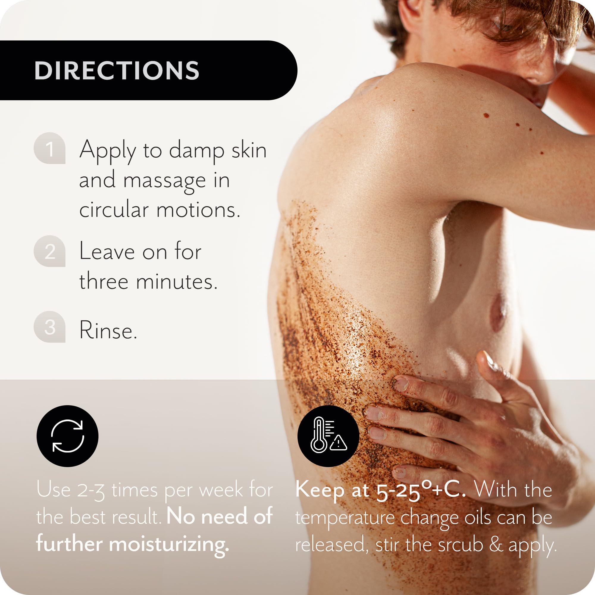 Organic moisturizing body scrub packaging with vitamin E and menthol ingredients