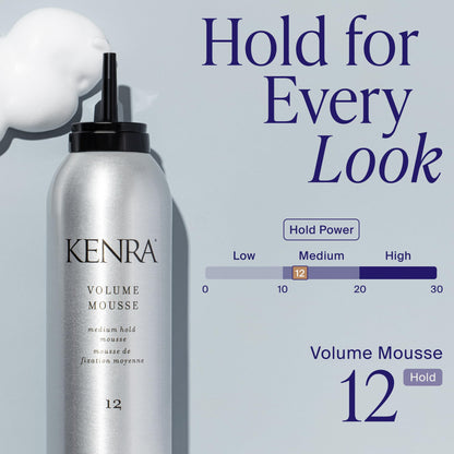 Kenra 12 volume mousse 8 Ounce canister with premium salon brand packaging details