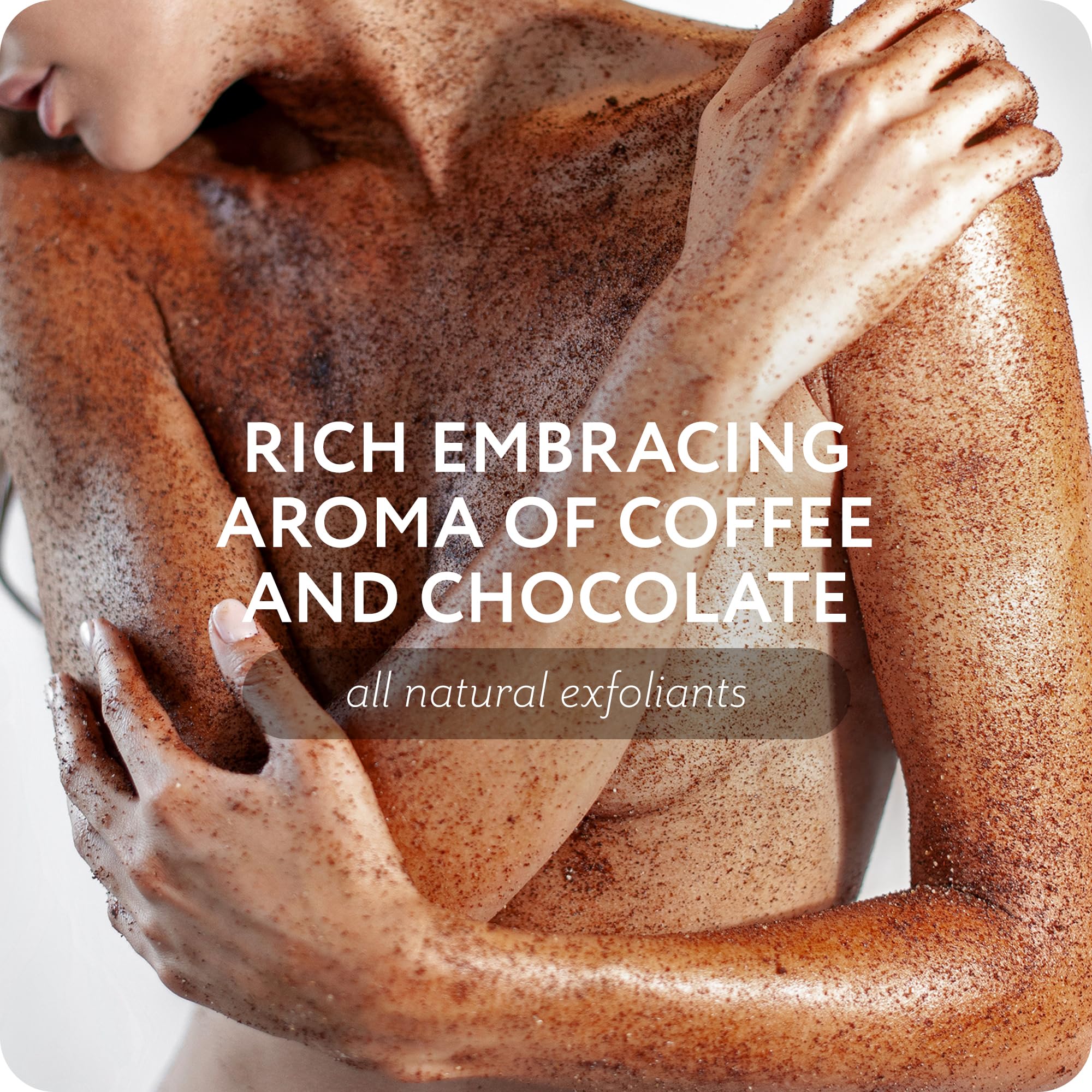 The Act exfoliating coffee scrub jar placed in a luxury bathroom setting