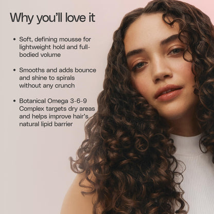 Ouidad VitalCurl styling mousse before and after results on spiral curls