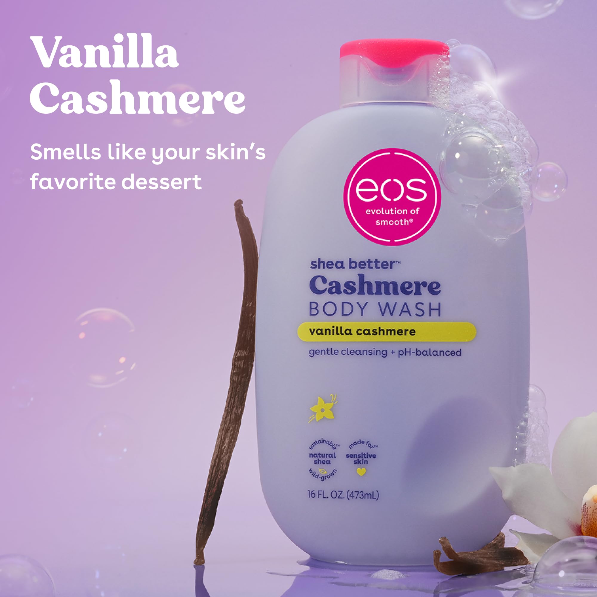 Eos Shea Better body wash creamy gel texture on hand