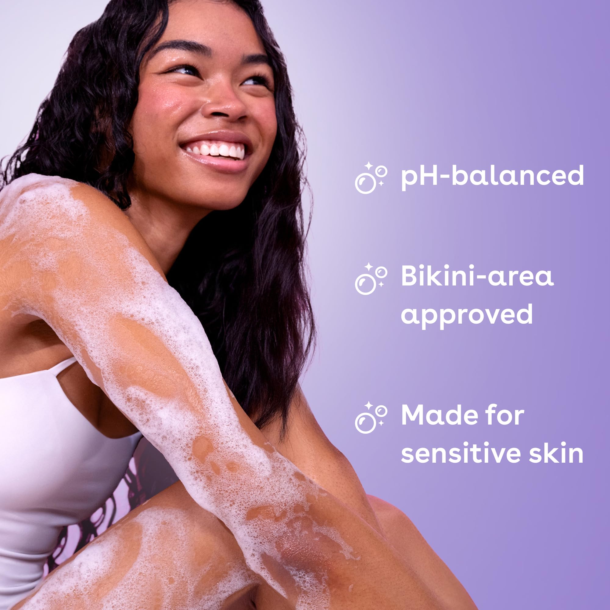 Detailed ingredient label on Eos body wash bottle