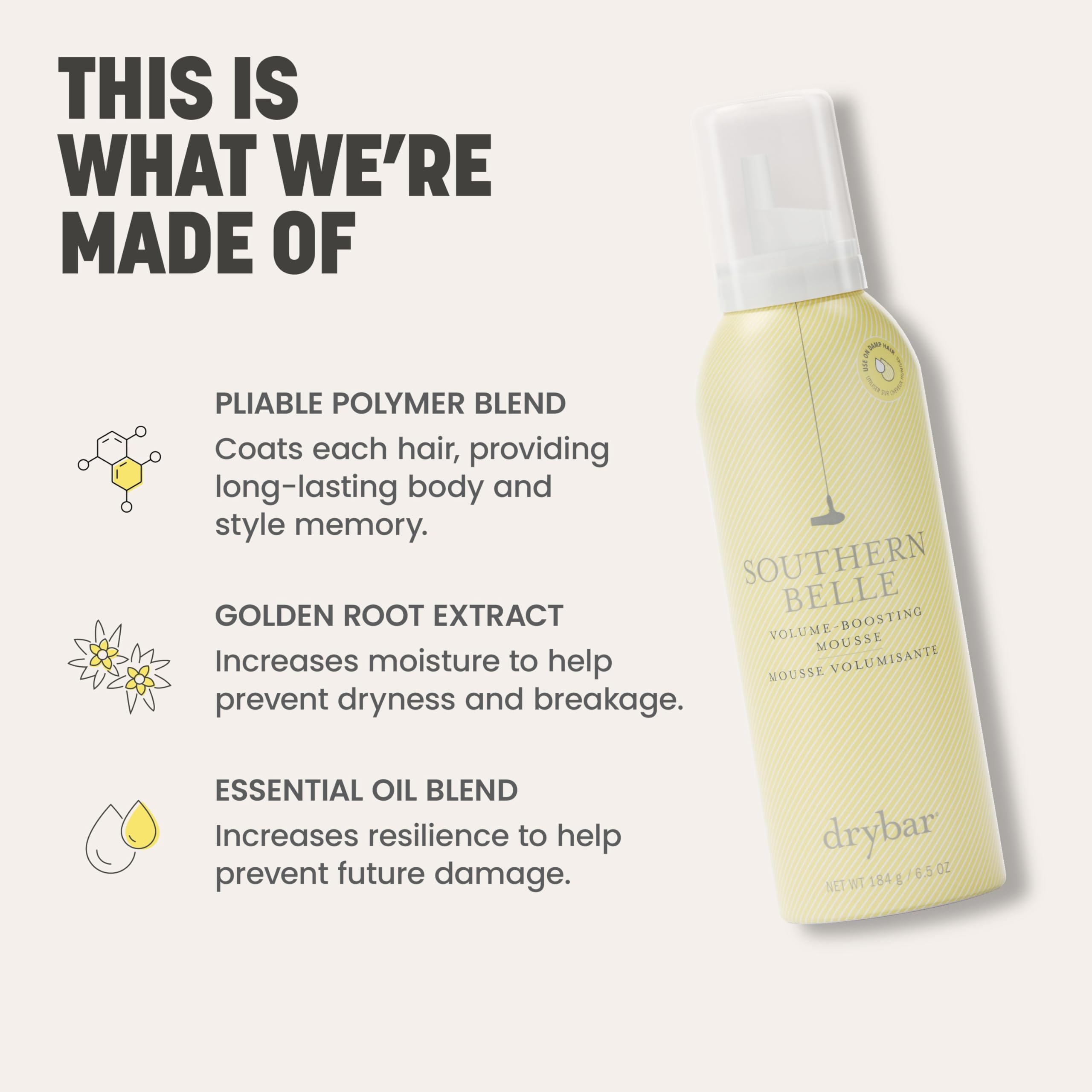 Drybar Southern Belle volume boosting foam texture