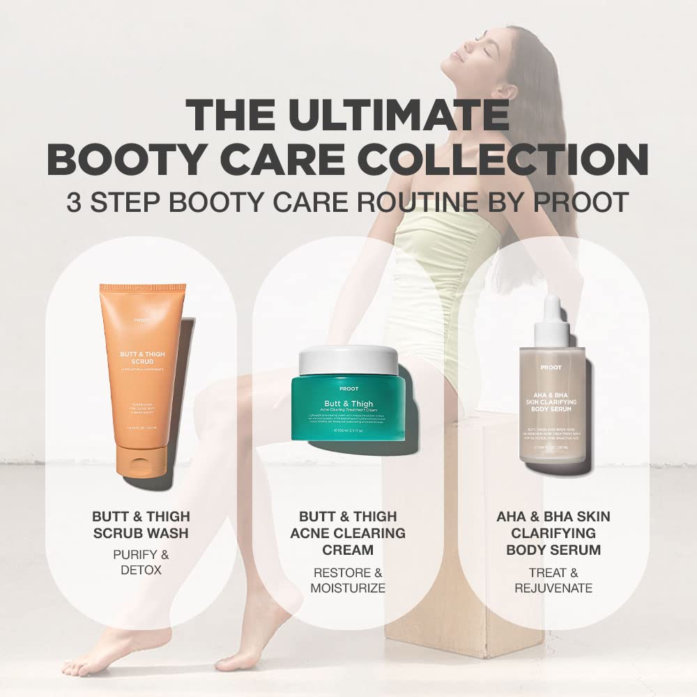 Back packaging view of PROOT body exfoliator with ingredients list