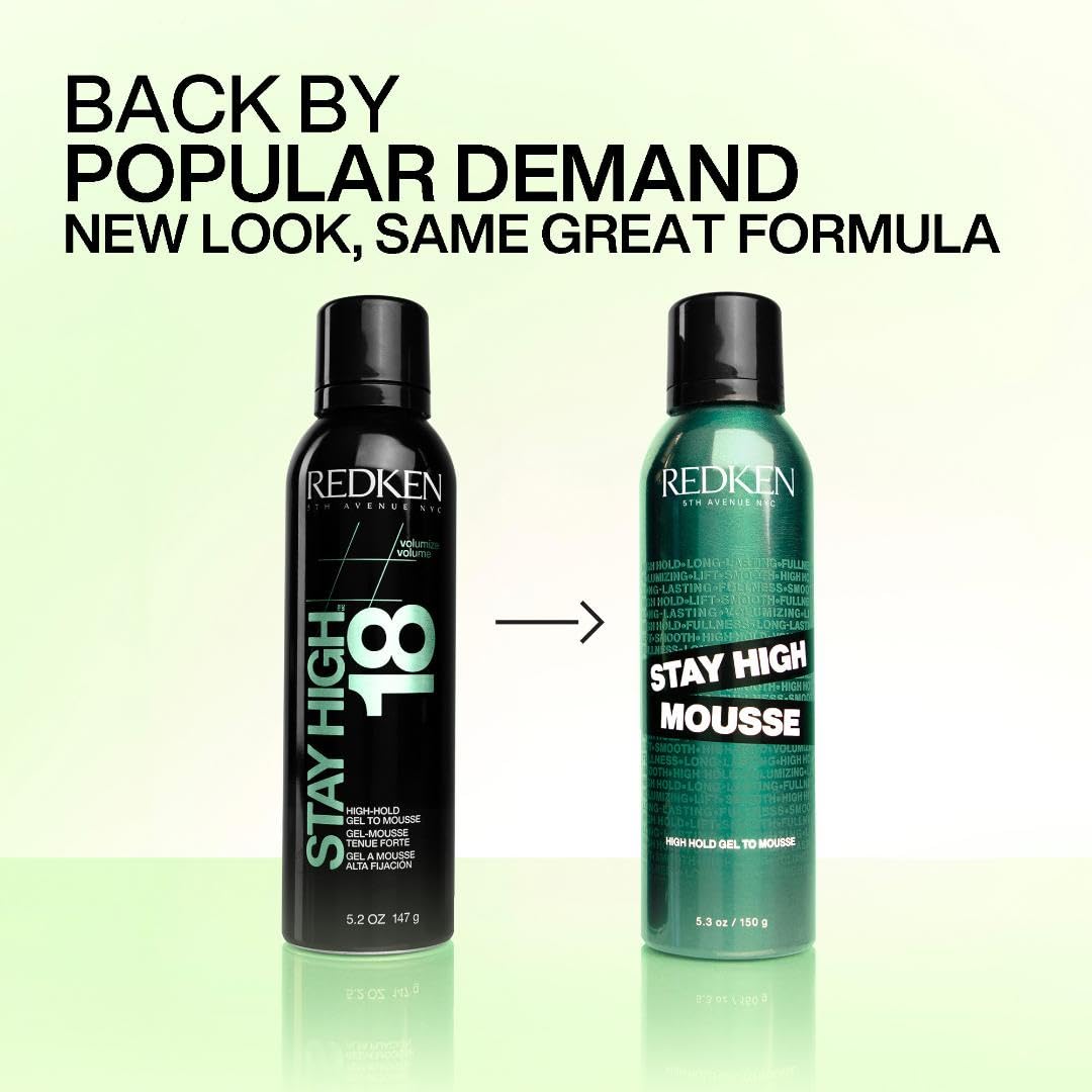 Side profile of Redken Stay High Mousse packaging