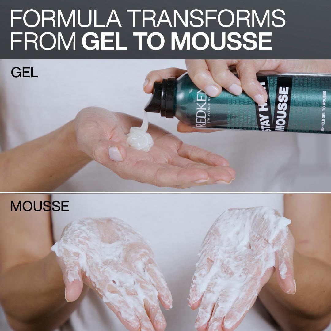 Detailed view of Redken high hold mousse ingredients label