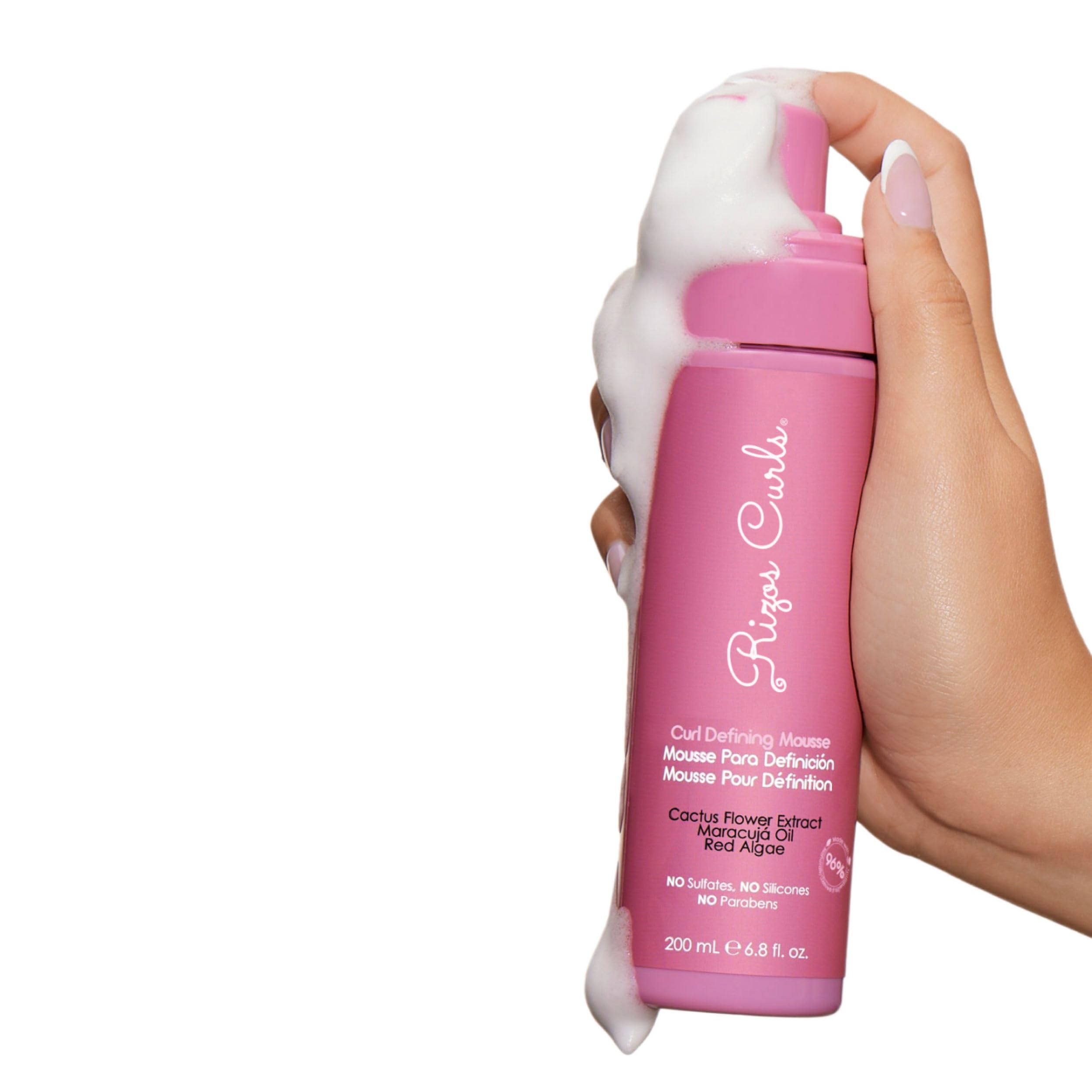 Rizos Curls Curl Defining Mousse hydrating hair foam bottle angle