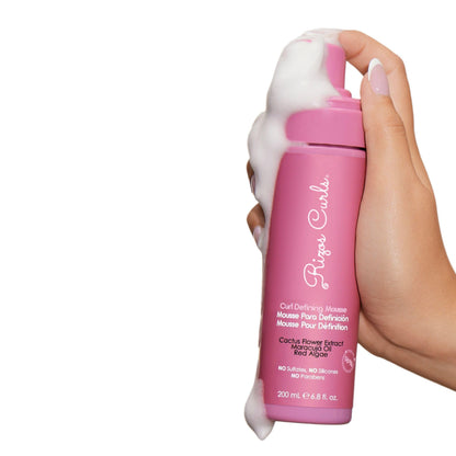 Rizos Curls Curl Defining Mousse hydrating hair foam bottle angle