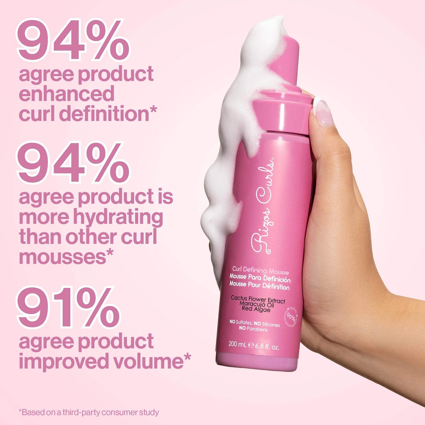 Rizos Curls Curl Defining Mousse packaging detailing cactus flower extract ingredient