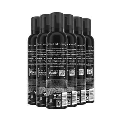 TRESemmÃ© Pro Lock Tech volumizing mousse six pack packaging details for firm hair styling hold