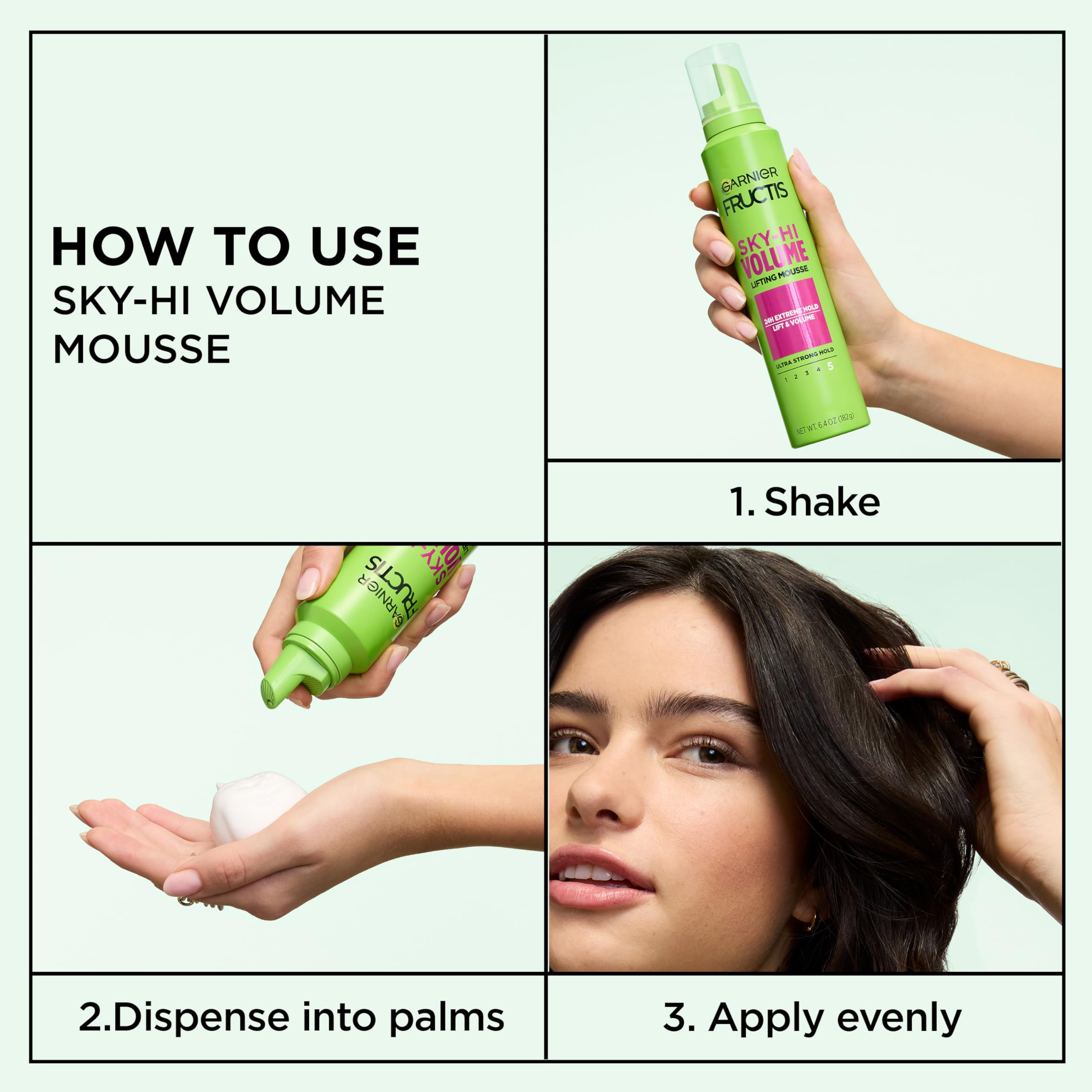 Garnier hair care extreme hold styling mousse back panel detailing ingredients list