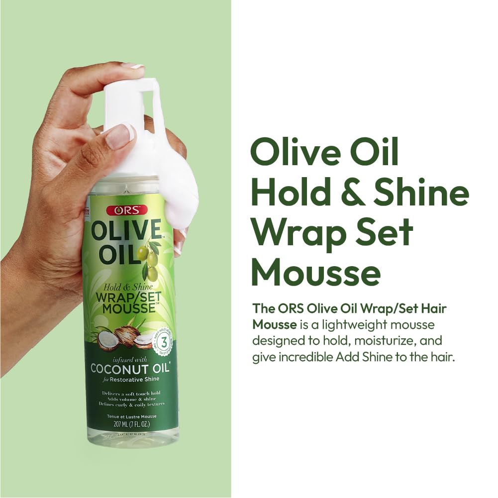 ORS olive oil hair care product for frizz control and restorative shine.