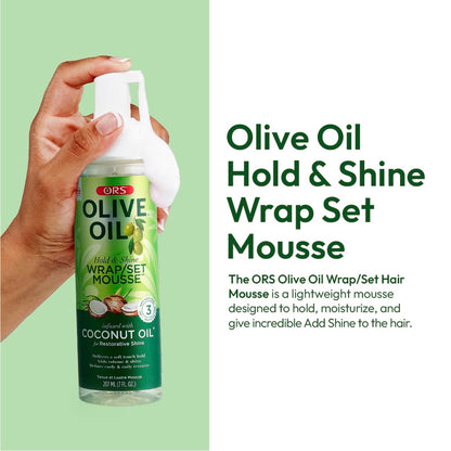 ORS olive oil hair care product for frizz control and restorative shine.