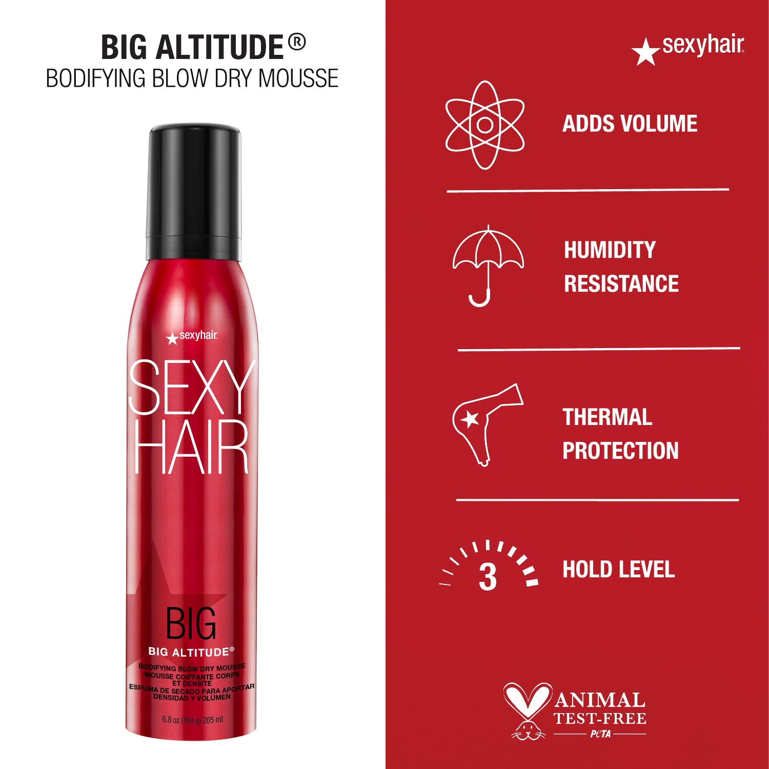Lightweight volumizing mousse dispensed on a hand to show the fluffy airy texture.