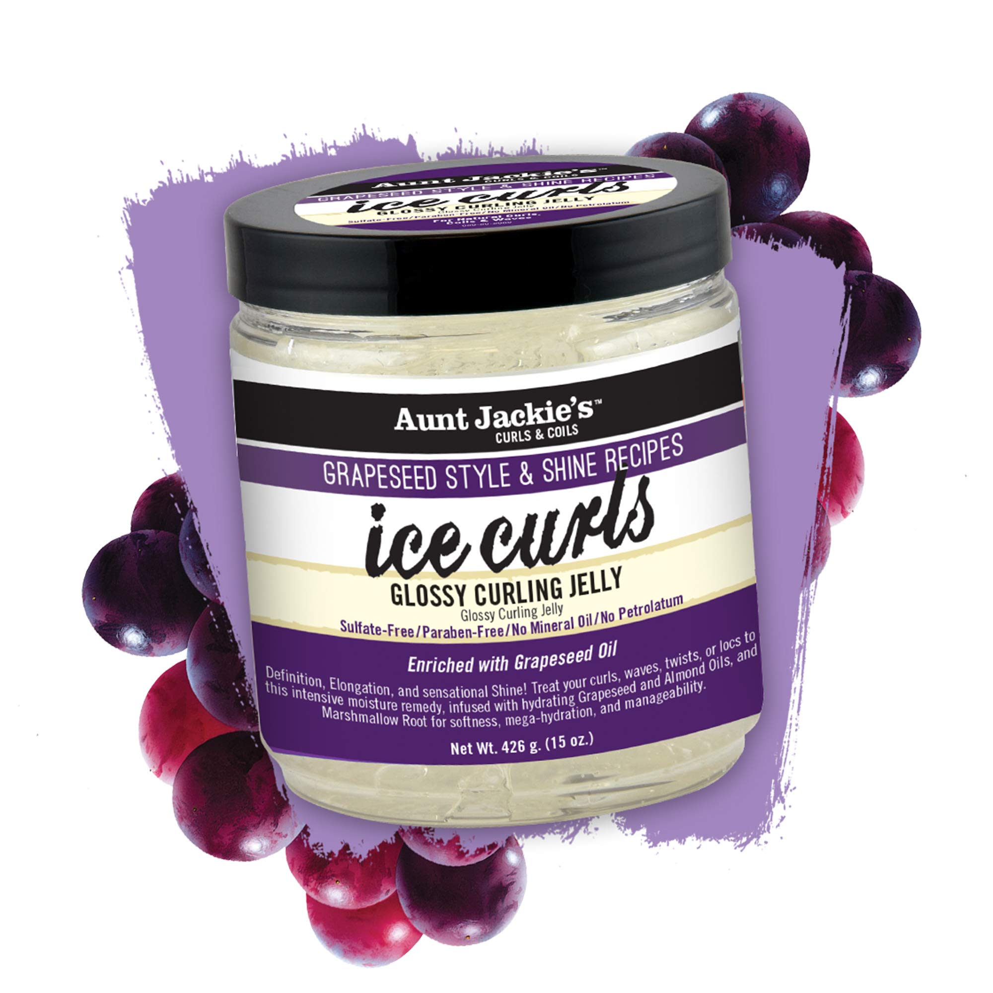 Aunt Jackie's Grapeseed Style and Shine Recipes jar showing 15 ounces size