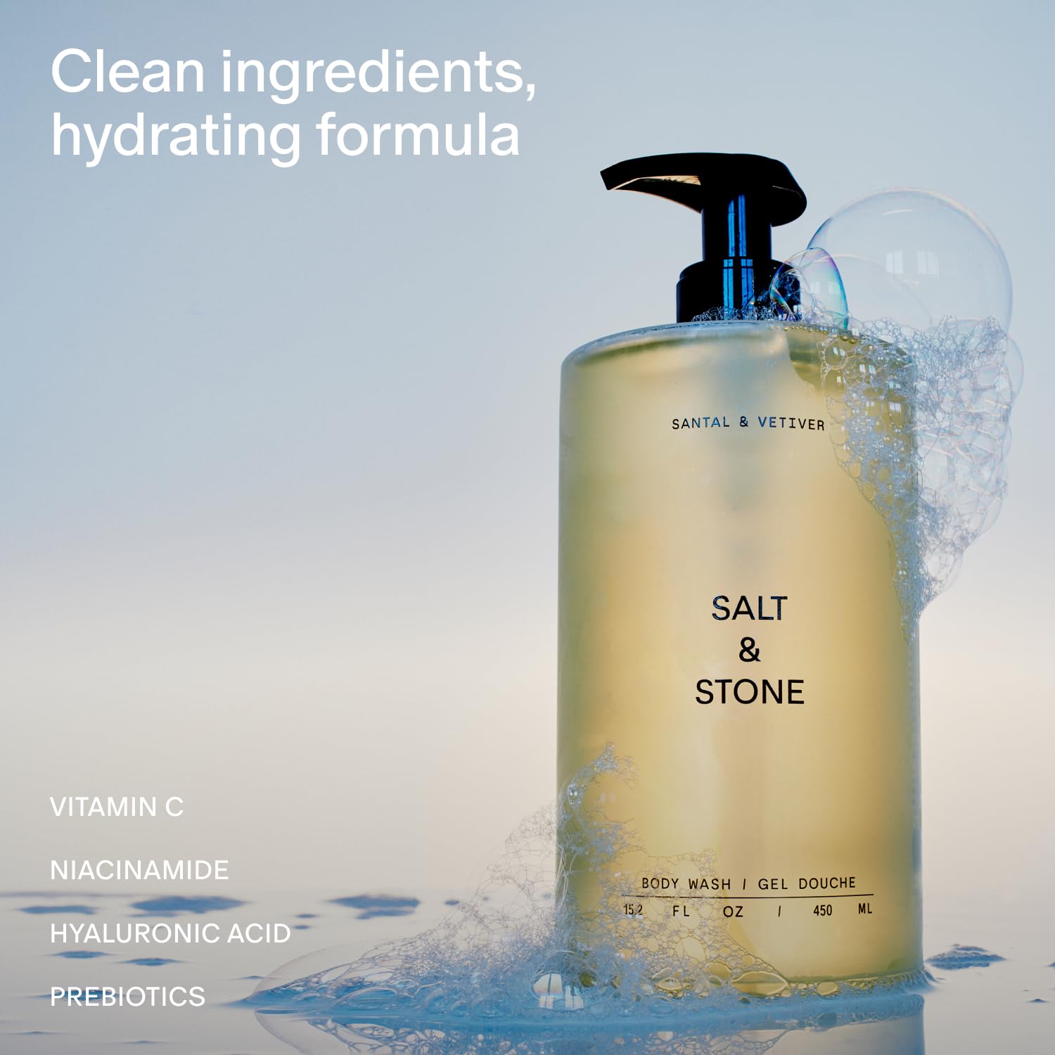 Salt And Stone Santal And Vetiver body wash texture and gel consistency