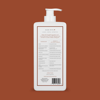 Back label of Native body wash showing ingredients and benefits