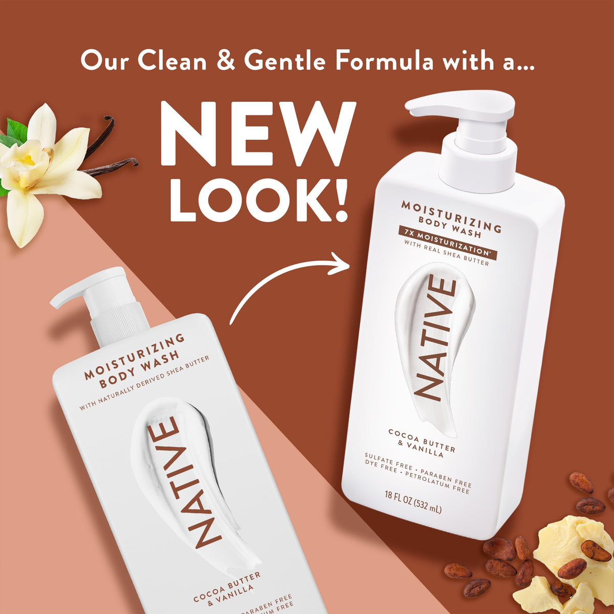 Native sulfate free body wash bottle side angle display