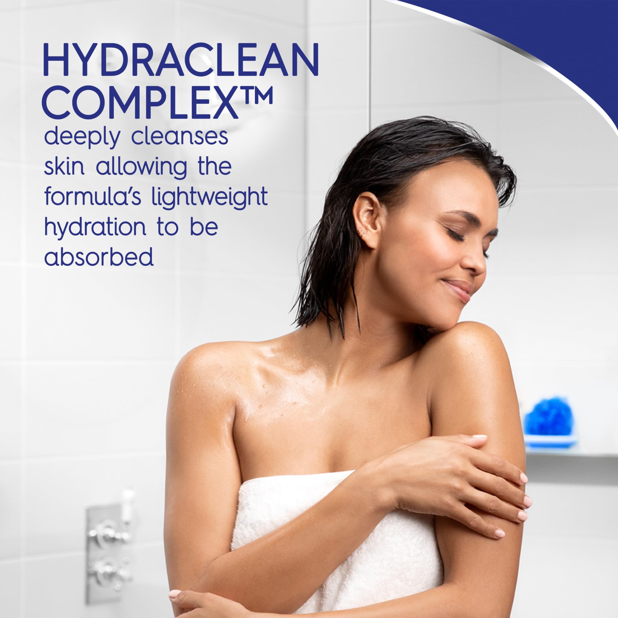 Close up of Dial body wash packaging showing refreshing blue gel texture