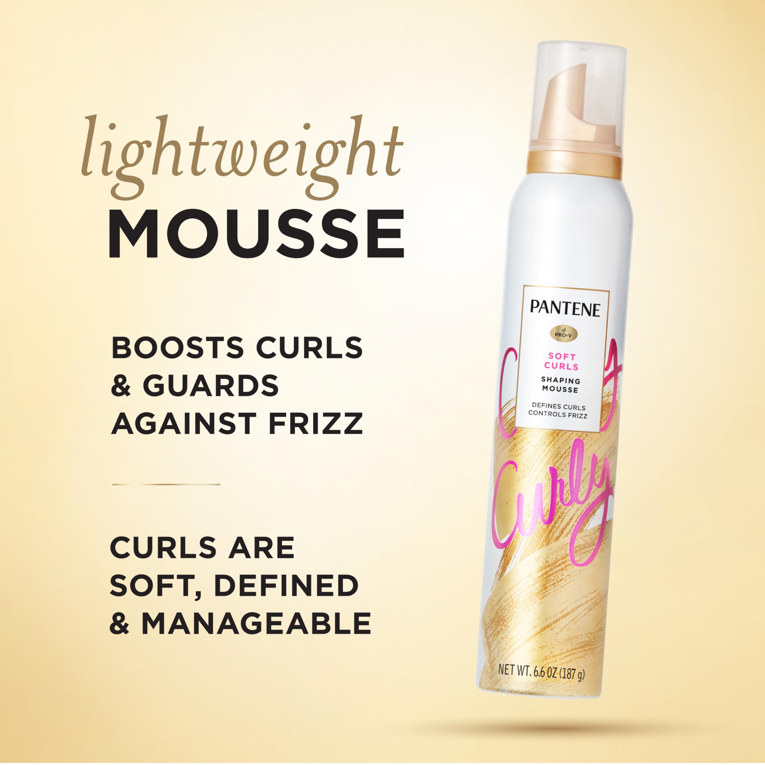 Authentic imported Pantene curl defining foam canisters showing product details