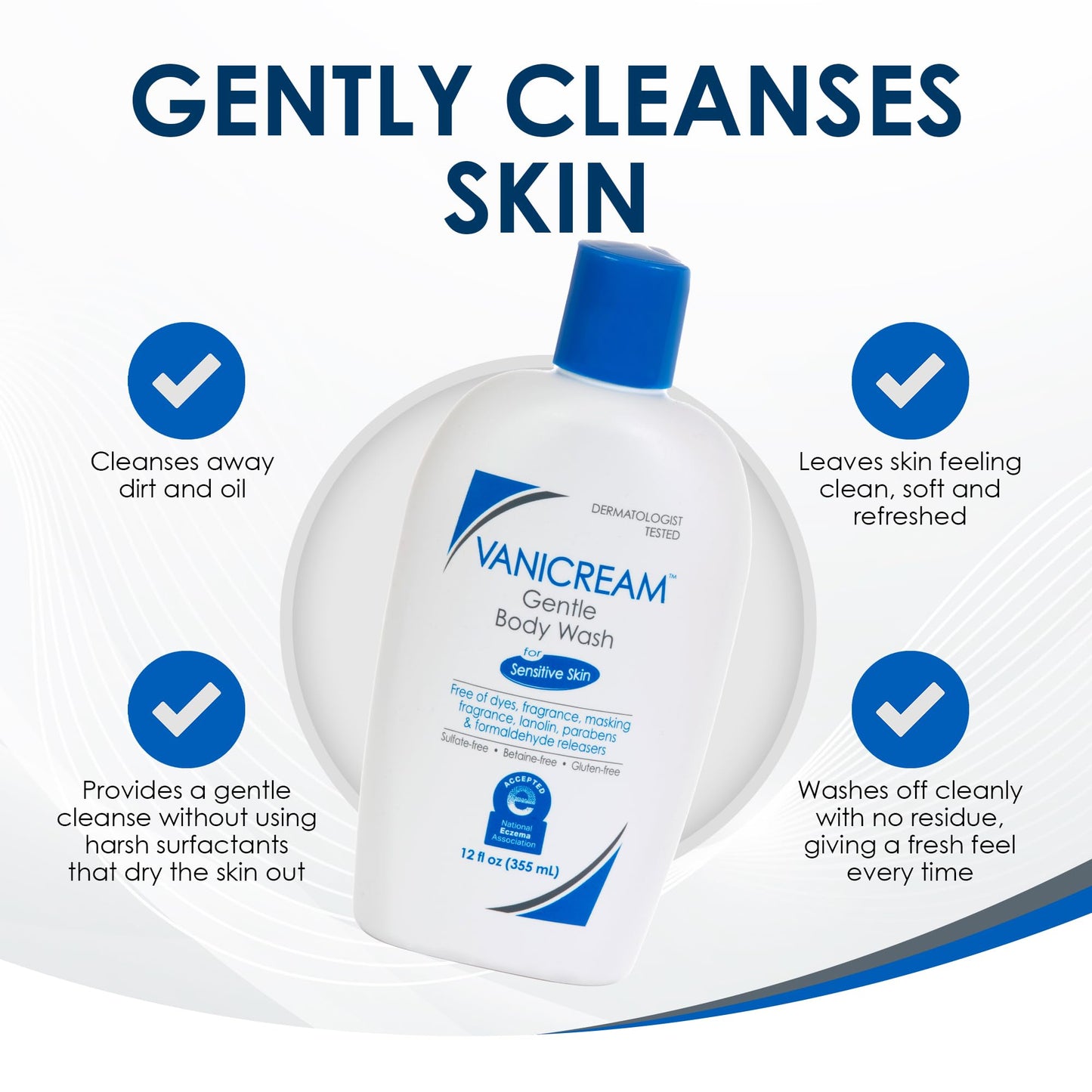 Vanicream Gentle Body Wash label details and ingredients