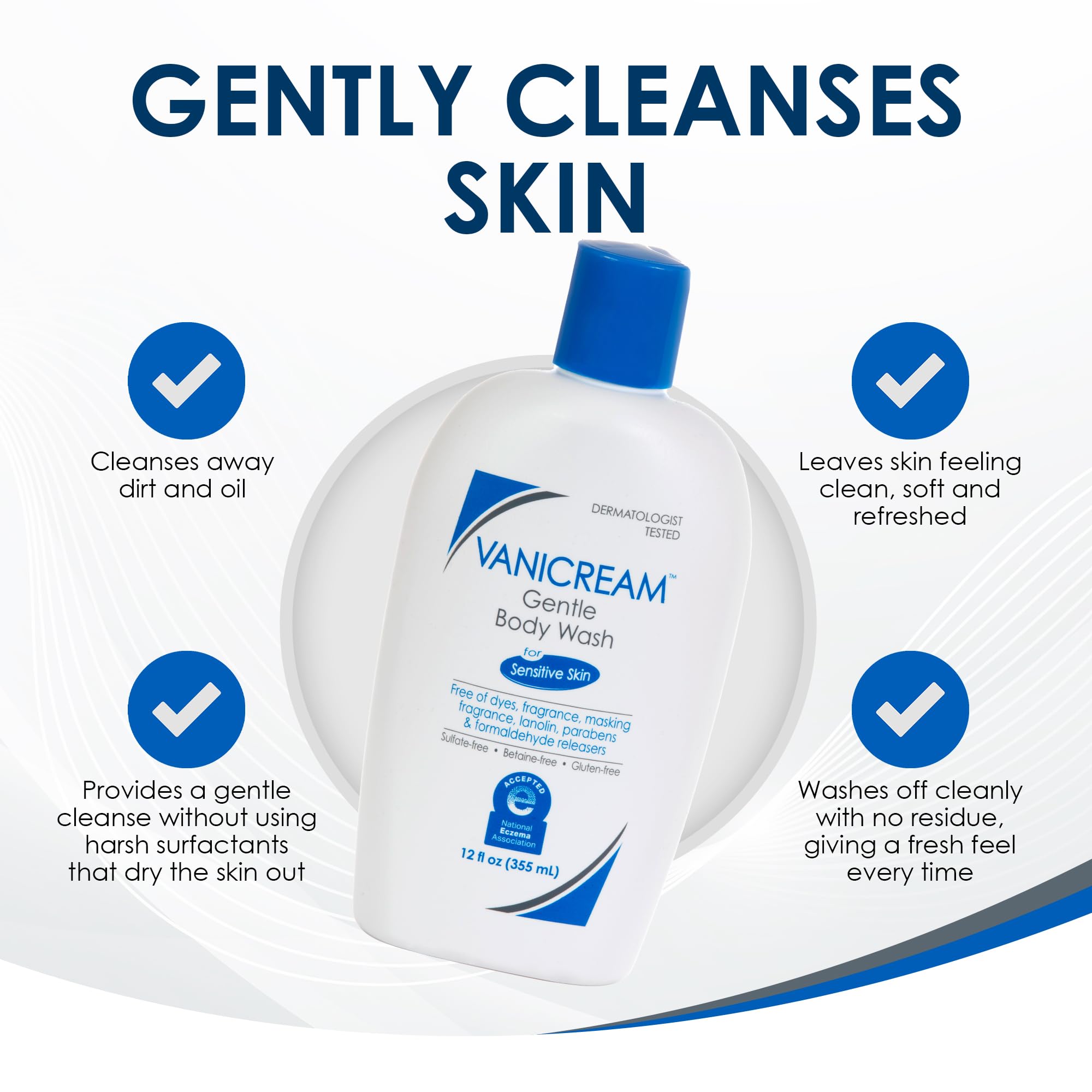 Vanicream Gentle Body Wash label details and ingredients
