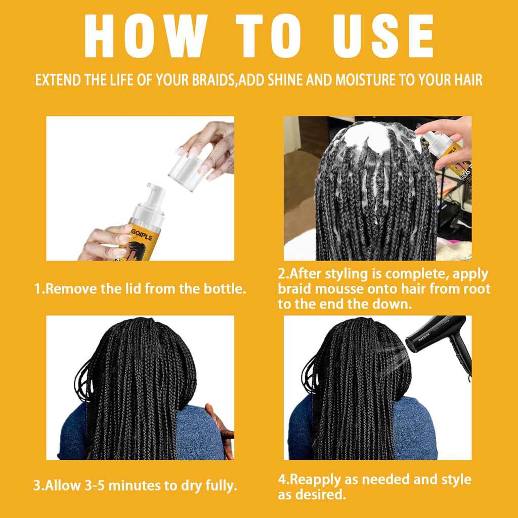 Alcohol free braiding mousse bottle close up image