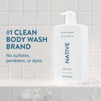 Native sea salt and cedar shower gel pump bottle label detail