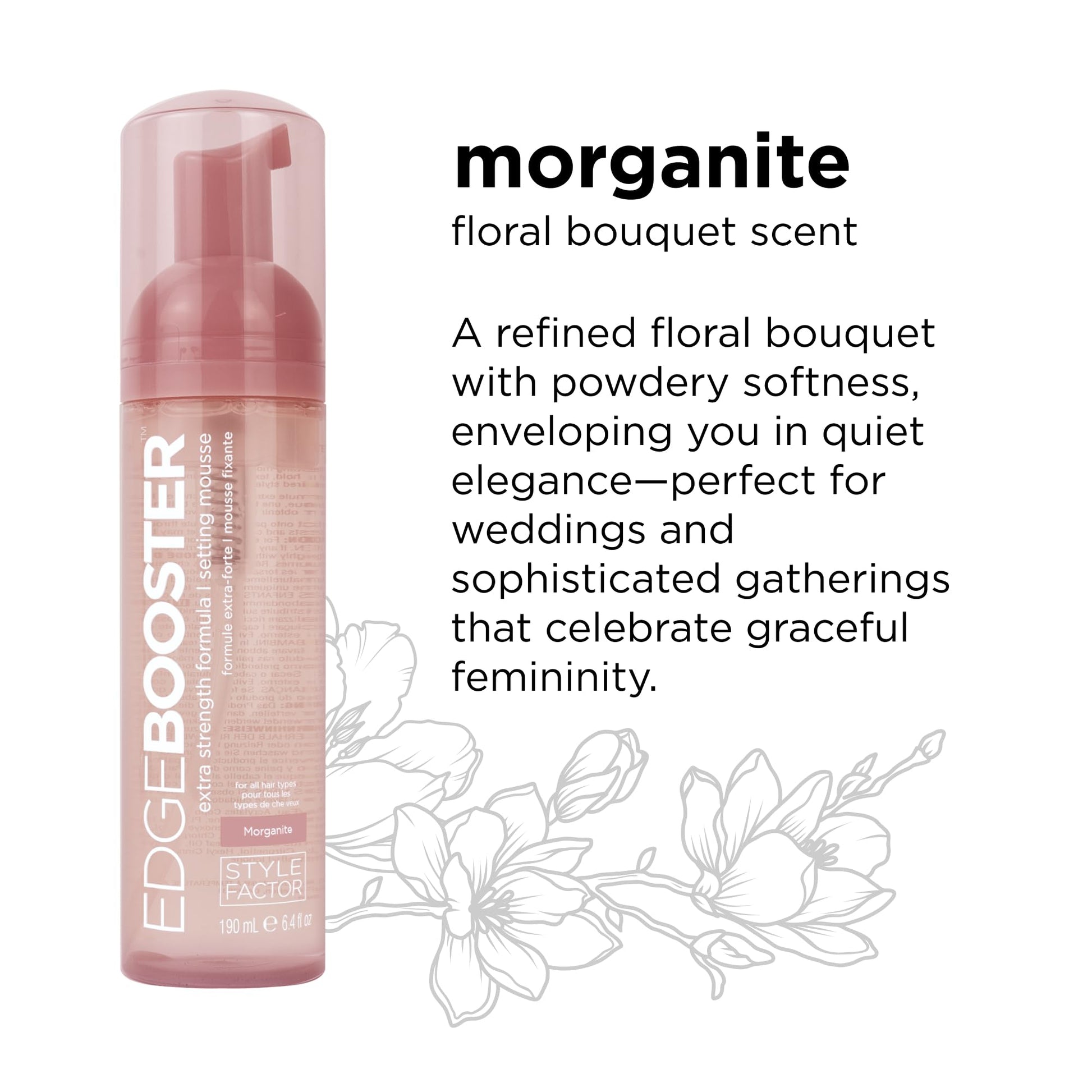 Style Factor Edge Booster Morganite mousse held in hand for scale